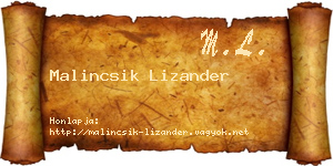 Malincsik Lizander névjegykártya